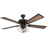 Prominence Home Glenmont, 52 Inch Farmhouse LED Ceiling Fan with Light, Pull Chain, Three Mounting Options, Dual Finish Blades, Reversible Motor - 40278-01 (Oil-Rubbed Bronze) Prominence Home