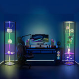 5 Tiers Corner Shelf with Light, WIFI RGB LED Floor Lamp Compatible with Alexa, Smart App and Remote Control, Corner Display Cabinet with Storage Rack for Collectibles Curio Living Room Bedroom Home XIIW