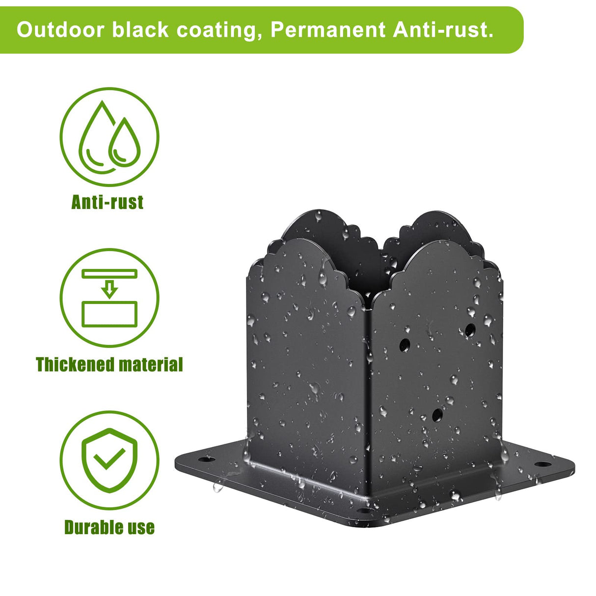 Insaga Decorative 4x4 Post Base, 4x4 Post Bracket (Inner Size 3.6" x 3.6"), Black Powder Coated Deck Railing Bracket, 4x4 Brackets for Wood Posts, Deck Post Support (Set of 4) Insaga