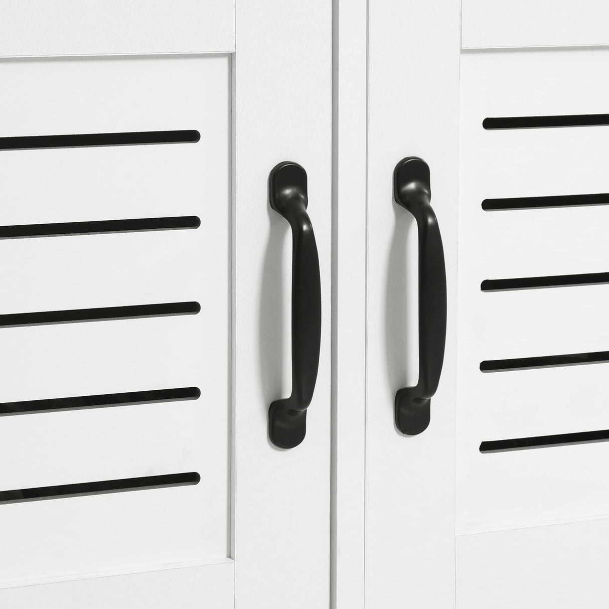 HOMCOM Modern Hall Tree, Entryway Coat Rack with Shoe Bench, 5 Hooks, Storage Shelf and Slatted Door Cabinet for Hallway, White HOMCOM