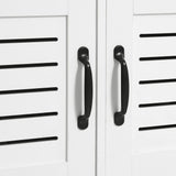 HOMCOM Modern Hall Tree, Entryway Coat Rack with Shoe Bench, 5 Hooks, Storage Shelf and Slatted Door Cabinet for Hallway, White HOMCOM