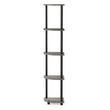 Furinno Turn-N-Tube 5 Tier Corner Display Rack Multipurpose Shelving Unit, 1-Pack, French Oak Grey/Black Furinno