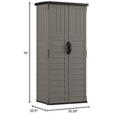 Suncast 22 Cubic Ft. Vertical Resin Outdoor Storage Shed with Lockable Double Doors, Weather-Resistant Multi-Wall Panels, Stoney Suncast
