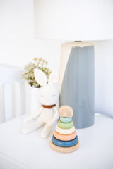 Pearhead Wooden Stacking Rainbow Toy, Baby and Toddler Ages 12+ Months Montessori Toy, Interactive Stackable Rings Learning Toy, Baby Girl or Baby Boy Nursery Accessory Pearhead