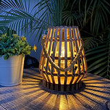 Hanging Solar Lantern Rattan Outdoor Lanterns for Patio Waterproof with Handle Large Bright Natural Bamboo Solar Table Lamp LED Lights Edison Bulb Design Decor for Wedding Yard Garden Farmhouse pearlstar