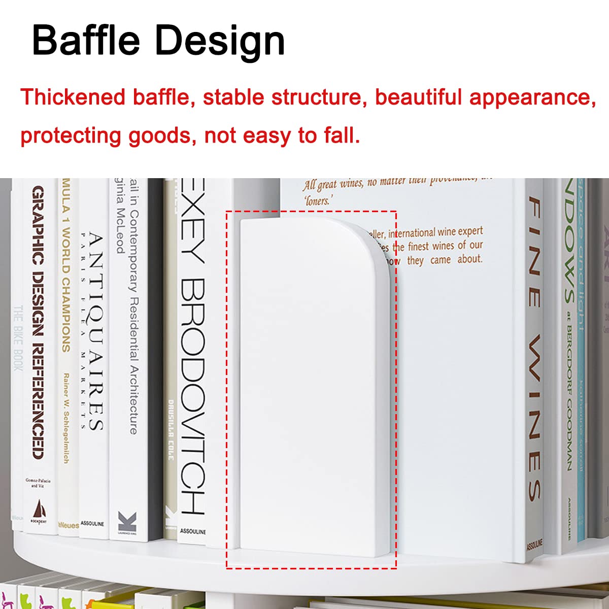 Modern 5-Tier Rotating Bookshelf - 360° Revolving Storage Rack for Home & Office - White foriy