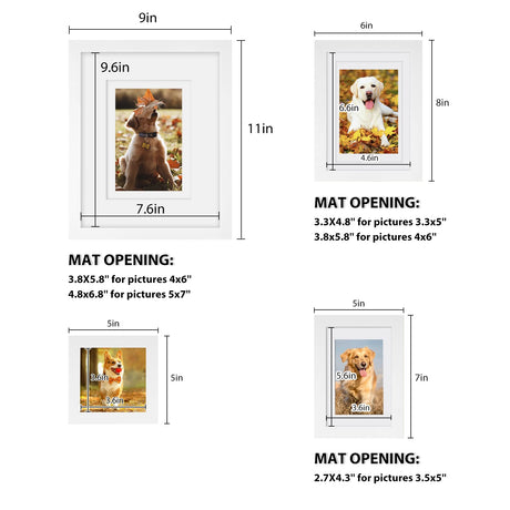 Egofine Picture Frame Set 12 Pack, Picture Frames Collage Wall Decor with Two 8x10, Four 5x7, Four 4x6, Two 4x4, Photo Frames for Wall and Tabletop, Made of Solid Wood, Covered by Plexiglass, White Egofine