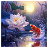 hill froeistung Lotus Flower Diamond Art Painting Kits for Adults,Fish Diamond Art for Beginners, 5D DIY Full Drill Round Gem Art Craft Home Wall Decor Gift 12x12 inch hill froeistung