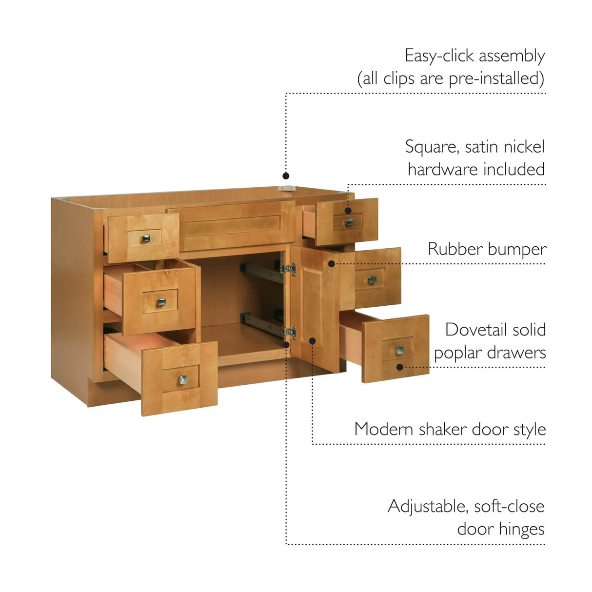 Design House Brookings 48 Inch Bathroom Vanity, Ready to Assemble, Modern Birch, 599001-MBH Design House