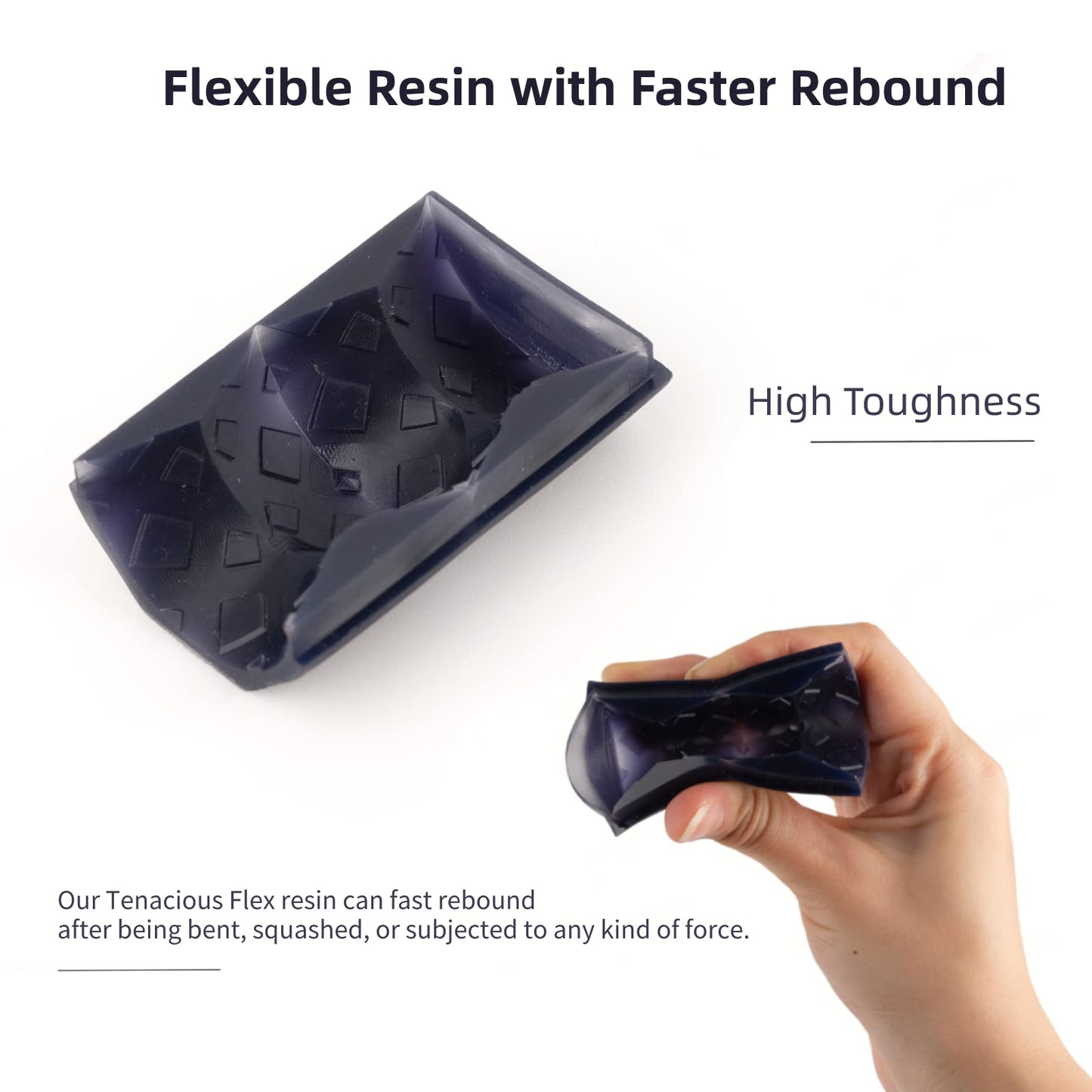 Siraya Tech Tenacious Flex Black 3D Printer Resin - Soft, Rubber-Like 3D Printing Resin | More Flexible 405nm UV-Curing Elastomer Resin with Fast Rebound and High Impact Resistance, 1kg