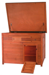 TRIXIE Natura Duck Coop with Ramp, Pull-Out Tub, Hinged Roof, Brown, 36x30x27 TRIXIE