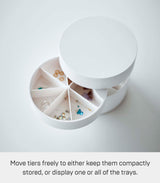 Yamazaki Home Tower Rotating Jewelry Organizer, 4-Tier Storage Box, Stacked Accessory Trays - Sectioned - Abs Plastic YAMAZAKI