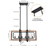 Lingkai Farmhouse Chandelier Rustic Kitchen Island Light Fixture, Industrial Pendant Lighting Fixtures Wood and Metal for Dining Room Pool Table Lingkai