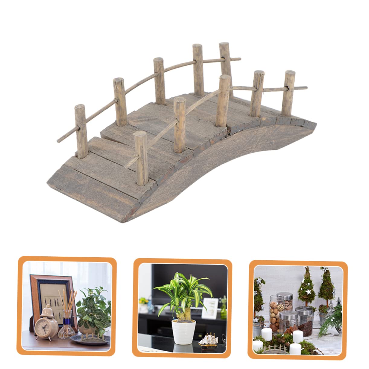 Yardenfun 2pcs Mini Wooden Arch Bridge Artificial Arch Bridge Wooden Bridge for Micro Bonsai Ornament Fence Garden Bridges for Outdoors 4ft Natures Garden Container Micro Scene Miniature - WoodArtSupply