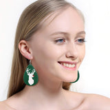 Christmas Faux Leather Earrings for Women Teardrop Dangle Earrings Plaid Petal Drop Earring Xmas Jewelry Accessory Gifts 16 Pairs AIDSOTOU