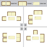 Goplus 4-Piece Rattan Patio Set, Outdoor/Indoor Wicker Conversation Set for Pool, Backyard, Lawn, Wicker Chairs and Sofa with Soft Cushion, Rattan Furniture with Tempered Glass Coffee Table Goplus