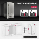 cureder 15 Inch Outdoor Refrigerator, Weather Proof Stainless Steel Beverage Beer Cooler Under Counter Fridge, Indoor/Outdoor Refrigerator with 3 Shelves for Patio Kitchen and Commercial Use cureder