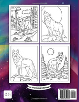 Wild Wolves Coloring Book for Adults and Kids: 50 Stress Relief Wolf Designs - Immerse in Nature's Untamed Beauty for Relaxation and Mindfulness Majosta