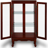 Anwick China Cabinet &Curio Cabinets with Glass Doors, Lighted Display Cabinet with Mirrored Back Panel, Tempered Glass and 3 Tiers Adjustable Shelves (Cherry) Anwick