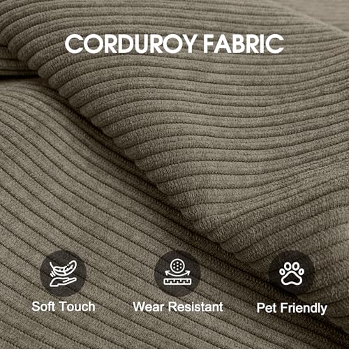 ZEIINPA 79" Convertible Sleeper Sofa Bed, Modern Corduroy Floor Couch Bed with Silver Fixed-Shape Frame, Modular Sofa Couch with Pull Out Bed, Loveseat Sleeper Boneless Couches for Living Room, Camel ZEIINPA
