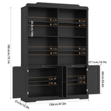 FACBOTALL 73.1" Bookcase with Doors,6 Tier Large Bookshelf with Storage,Adjustable Shelves & Curved Doors,11.9" Depth Bookcase and Bookshelf, Tall Storage Cabinet for Home Office, Living Room,Black FACBOTALL
