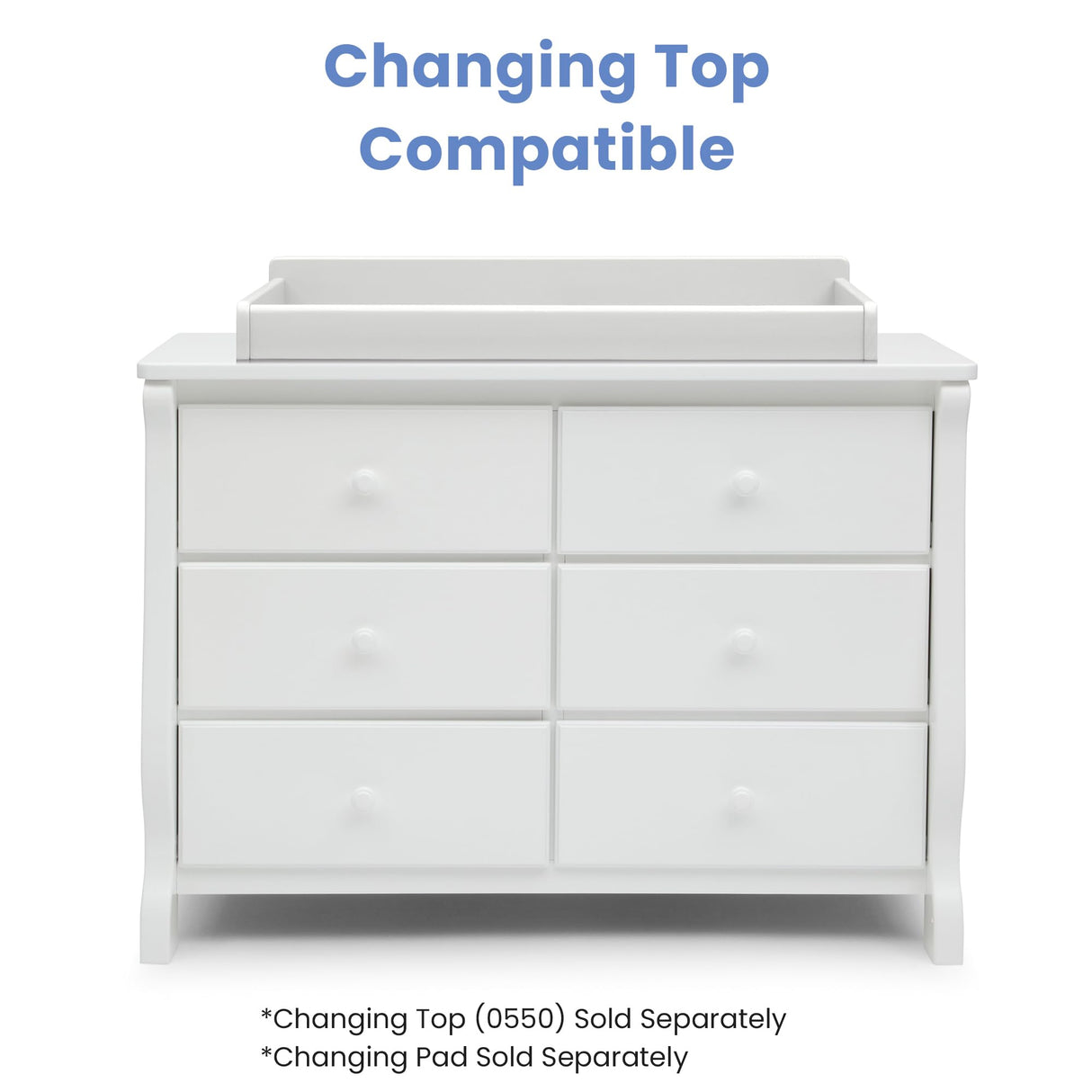 Delta Children Universal 6 Drawer Dresser with Interlocking Drawers - Greenguard Gold Certified, White Delta Children