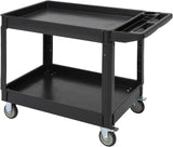 Service Cart 2-Shelf, 500 lbs Capacity, Storage Handle, for Warehouse/Garage/Cleaning/Manufacturing, 45"X25" PioneerWorks