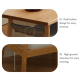 Vadisun Solid Oak Wood Nightstand with Storage Pocket – Modern Classic Side Table for Small Spaces, Log Color Bedside Table Vadisun