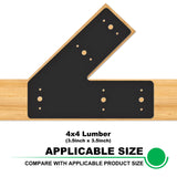 Andorm 4pcs 10x3 45 Degree Angle Steel Flat Plate Pergola Bracket Heavy Duty for Wood 4x4, 6x6 Lumber Powder Coated, Truss Framing Bracket, Post Mending Plate Black Andorm
