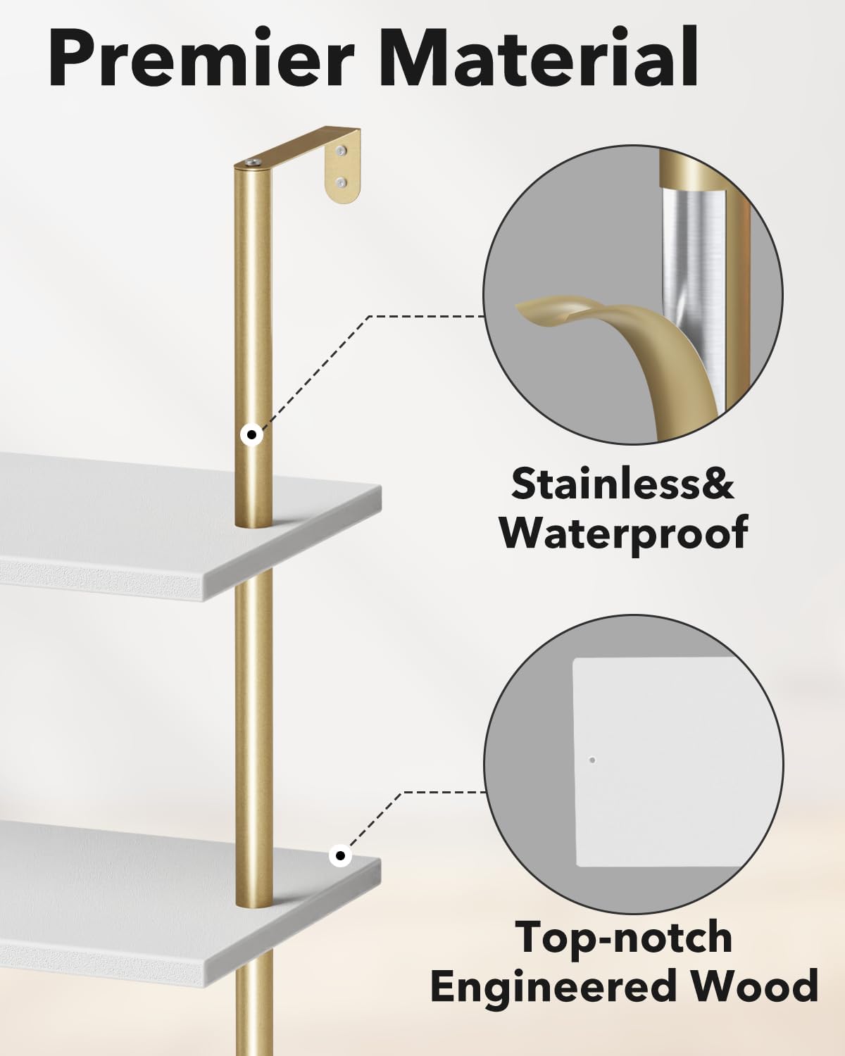 Elevate Your Space with the pickpiff 5-Tier Gold Ladder Shelf Bookcase - WoodArtSupply