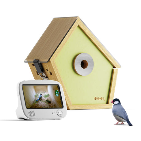 RELI Birddy® Nest with Camera & Monitor, 2K Resolution Cam Plug-and-Play Bird House with 24/7 Live Stream, Outdoor Nesting Box for Garden Birds, Ideal Gift for Bird Lover Watching Birds RELI