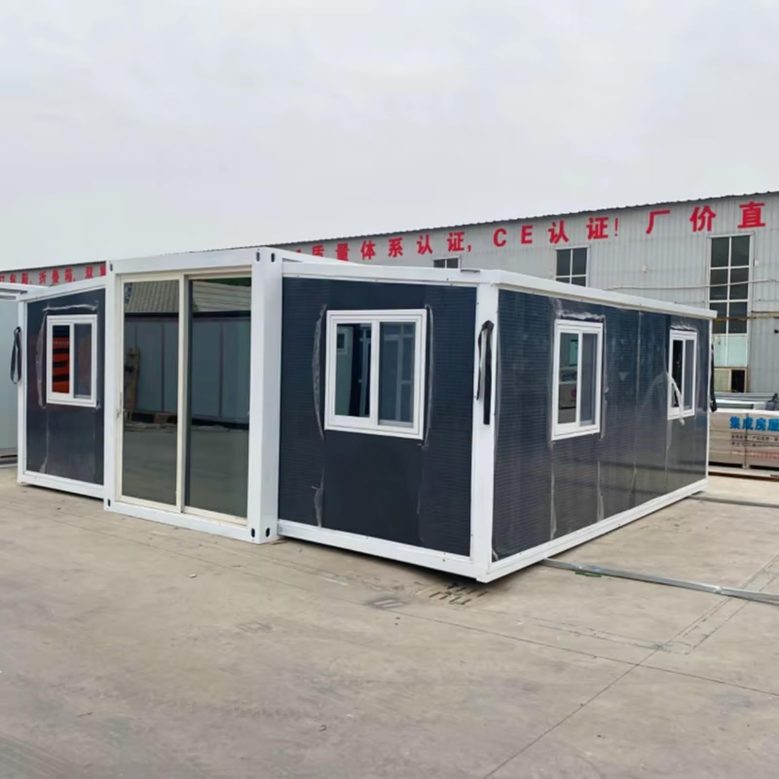 Luxury Tiny Home Container Houses 20ft 30ft 40ft Double Wing Extension Room Prefab Folding Container Homes Two Bedrooms One Bathroom Steel Expandable Prefab Houses - WoodArtSupply