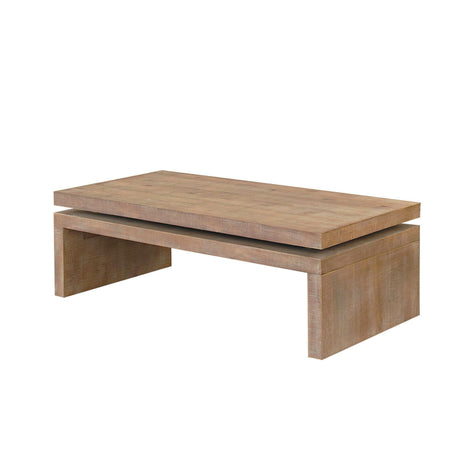 47.6" Wood Coffee Table, Mid Century Modern Farmhouse Wooden Coffee Tables for Living Room Natural Solid Firwood Tabletop Rectangle Center Table for Apartment Home Office Tea Table (Natural) ivoros