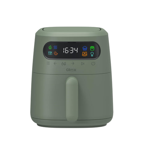 CRUX x Marshmello 3.0 QT Digital Air Fryer with TurboCrisp Technology, Touch Screen Temperature Control, Timer and Auto Shut-off, Fully Programmable, Silicone Cupcake Molds Included, Olive Crux