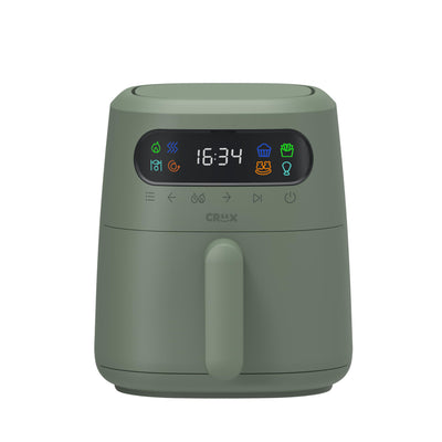 CRUX x Marshmello 3.0 QT Digital Air Fryer with TurboCrisp Technology, Touch Screen Temperature Control, Timer and Auto Shut-off, Fully Programmable, Silicone Cupcake Molds Included, Olive