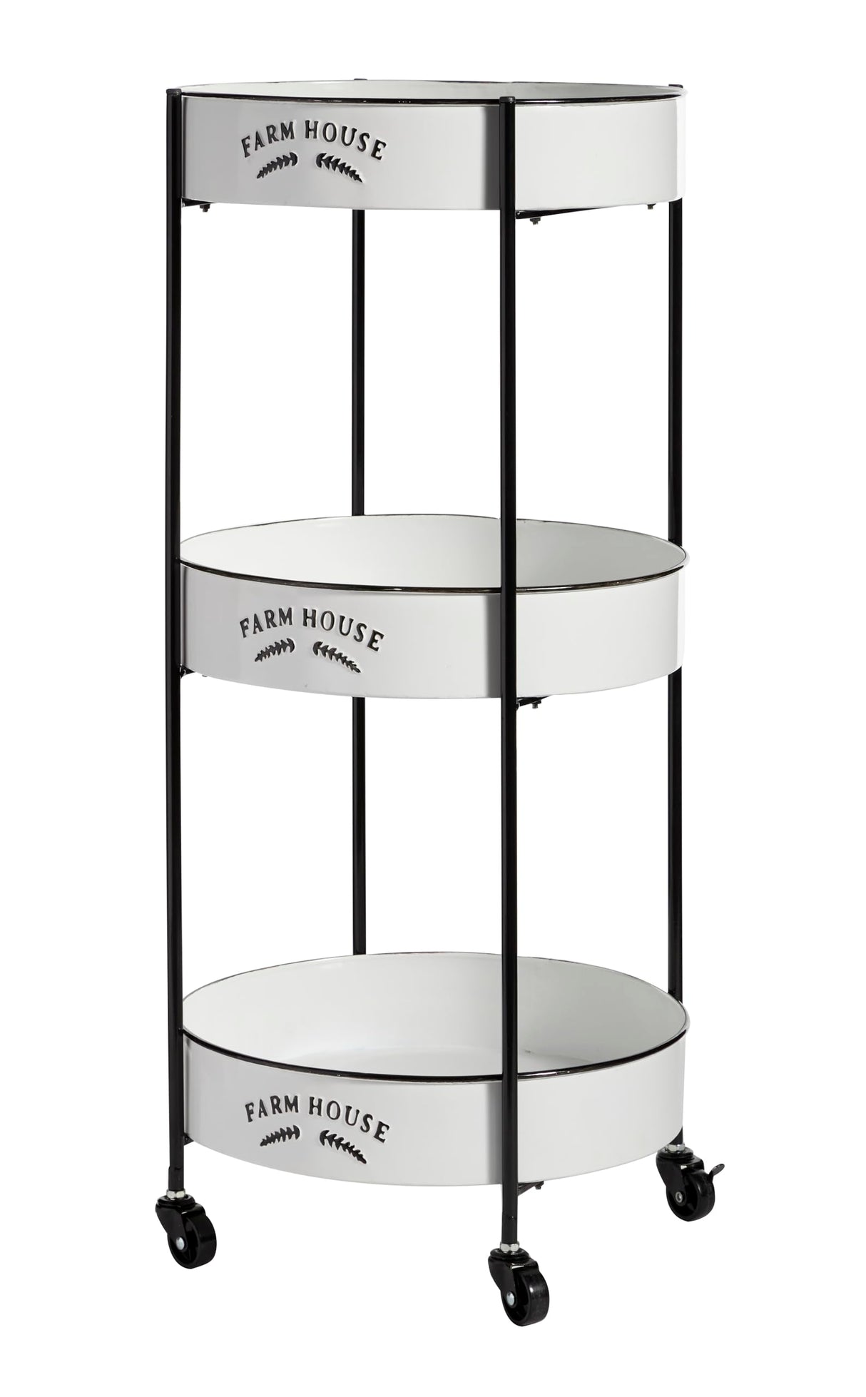 Deco 79 Metal Kitchen Rolling 3 Shelf Storage Cart with Wheels, 16" x 16" x 34", White, LARGE SIZE Deco 79