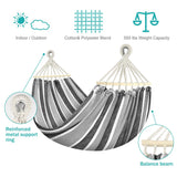 MOSFiATA Hammocks Portable Camping Hammock Upgraded 550lb Comfortable Fabric Hammock with Two Anti Roll Balance Beam and Sturdy Tree Straps for Camping, Patio, Backyard, Outdoor （Gray White） MOSFiATA