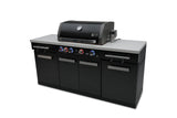 Mont Alpi MA-957 5-Burner 63000 BTU Black Stainless Steel Outdoor Kitchen Bar Gas Island Grill w/Infrared Rear Burner + Rotisserie Kit + Granite Countertop + Storage Cabinets & Full Weather Cover Mont Alpi