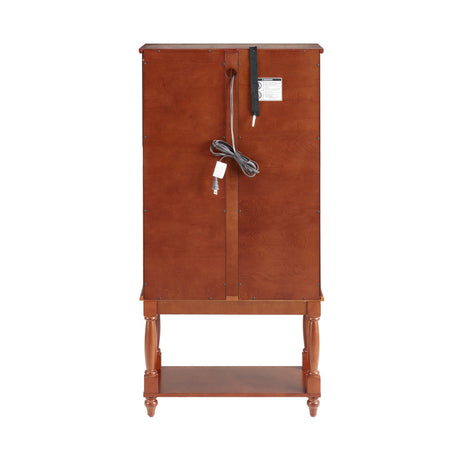 Eyisean Lighted Display Cabinet, 48" H Curio Cabinet with Open Storage Space, Tempered Glass Doors and Acrylic Mirrored Back Panel, Rack for Living Room (Bulb Not Included) (Walnut) Eyisean