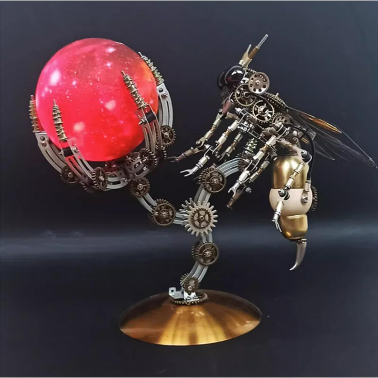 PUOSUO 3D Metal Puzzle for Adults, DIY Mechanical Assembly Wasp Metal Model Kits with RGB Colors Lamps 3D Jigsaw Puzzles Desk Ornament (RGB lightt) PUOSUO