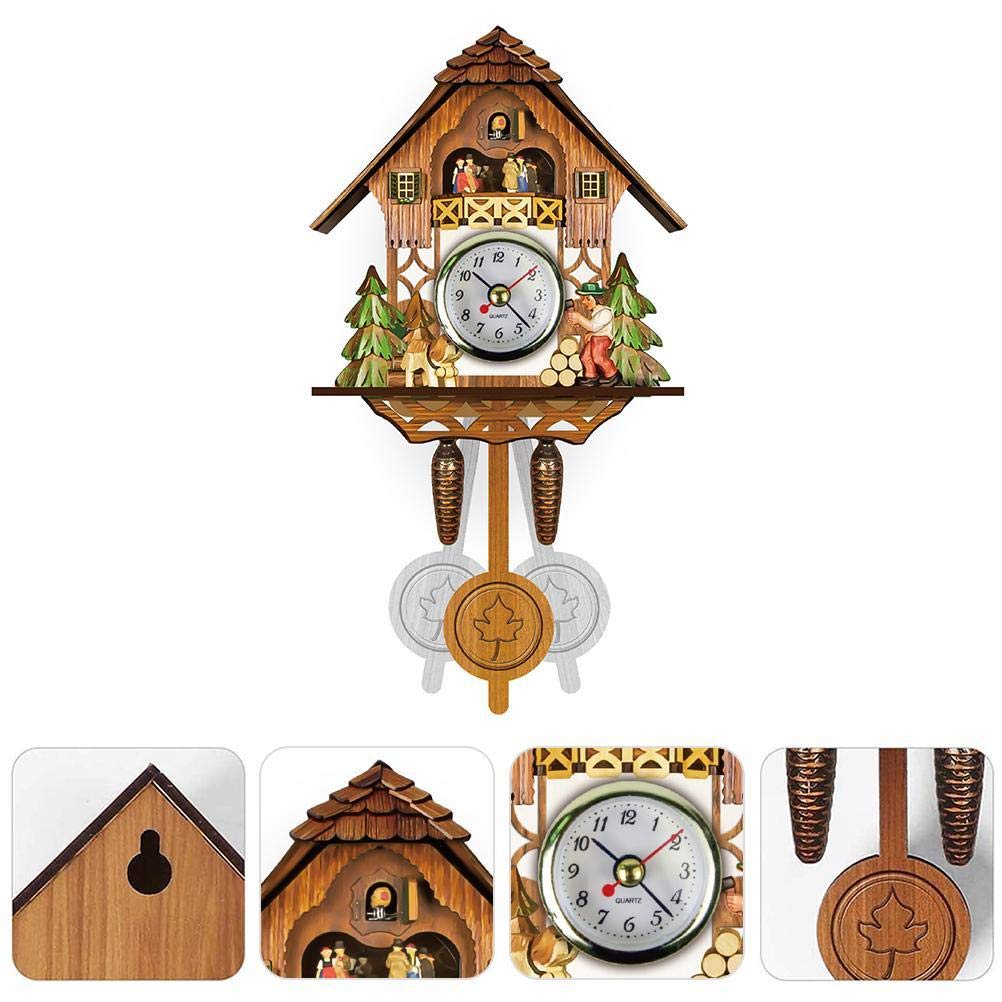 Hztyyier Antique Wooden Cuckoo Clock Traditional Northwest European Auto Swing Pendulum Home Decor Hanging Cuckoo Clock (CM001) Hztyyier
