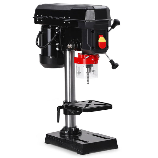 8 Inch Benchtop Drill Press, 2.5Amp Benchtop Drill Machine, 5 Speed Adjustable, Swing Distance 0-45° Tiltling Tabletop Drilling Machine for Wood, Metal - WoodArtSupply