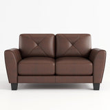 Genuine Leather Loveseat Sofa, 2 Seater Modern Sofa Couch for Living Room, Brown (62'') Secsofier