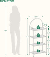 Hzuaneri Bookcase Bookshelf, Tempered Glass Bookshelves, Slim Shelving Unit for Bedroom, Bathroom, Home Office, Steel Frame, 4 Tier Gold BC21499G Hzuaneri