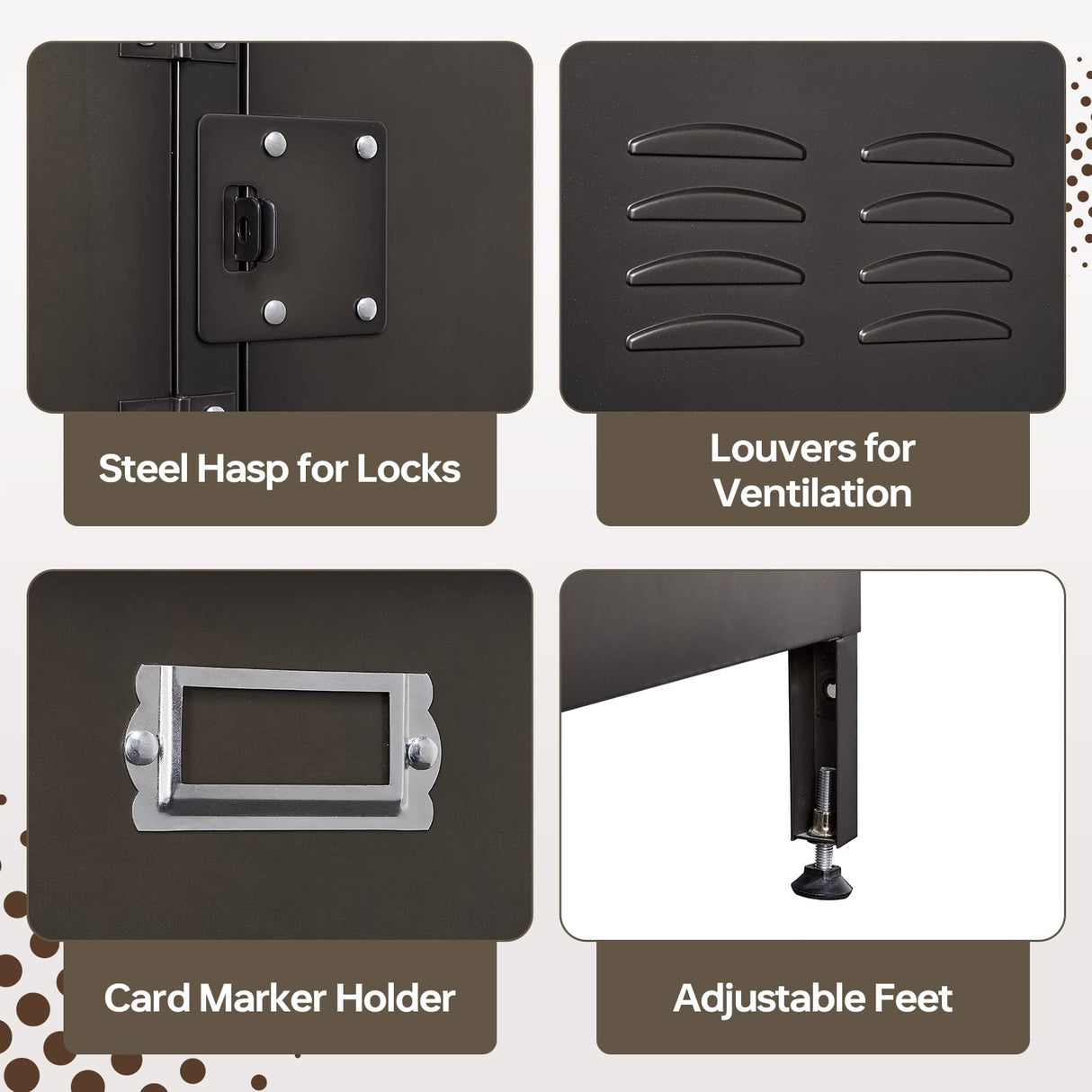 MIIIKO Metal Storage Locker, Industrial Storage Cabinet with Doors and Shelves, Stylish and Sturdy 6 Compartment with Lockable Doors, for Home Office, School, Club and Hallway MIIIKO