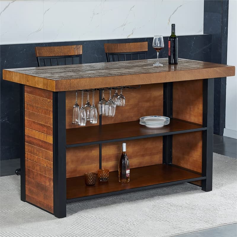 Steve Silver Tyler Chestnut Wood Finish 3-Piece Home Bar Steve Silver
