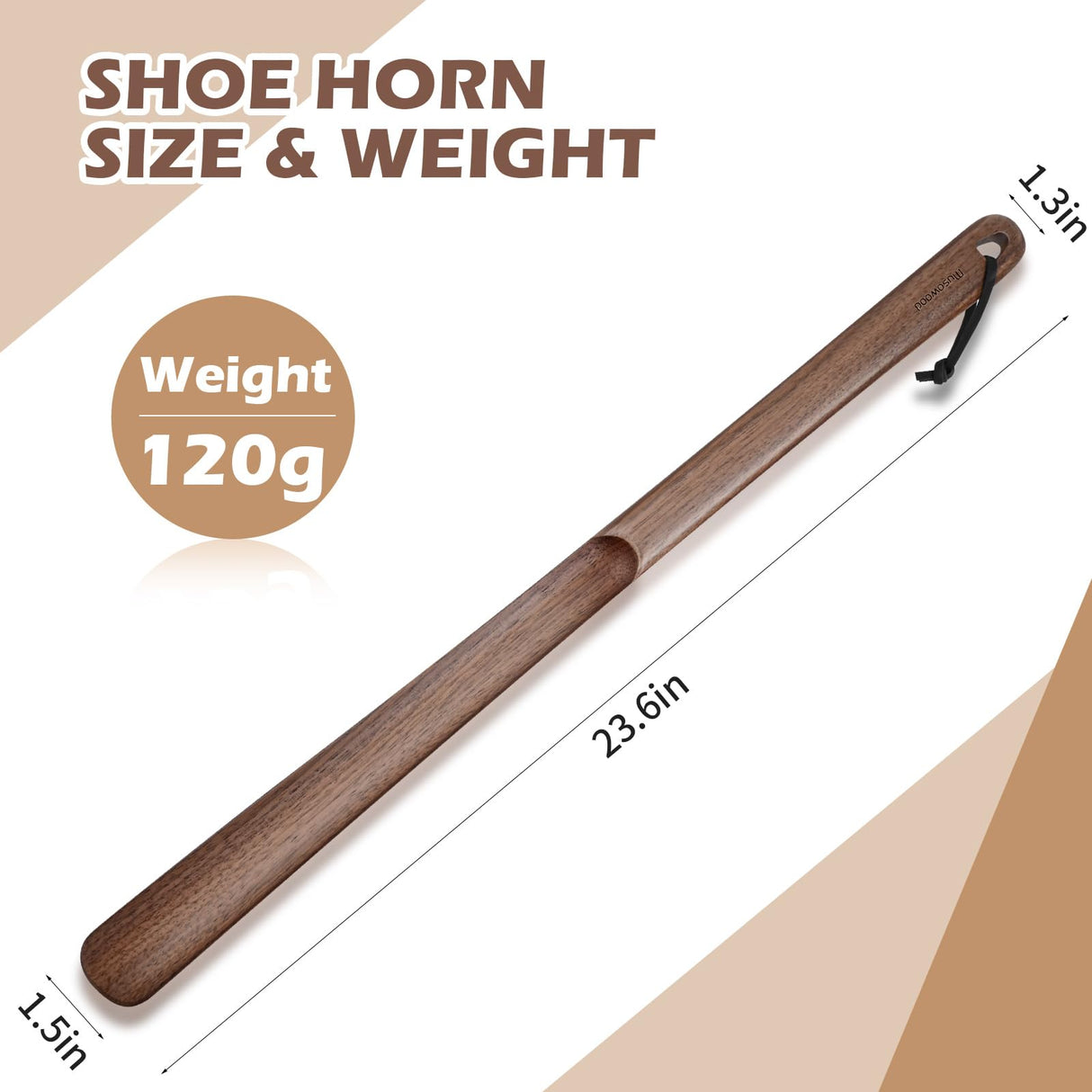muso wood Wooden Shoe Horn, Walnut Shoe Horn Long Handle for Seniors, 23.6 Inches Shoehorn for Seniors and Pregnant Women muso wood