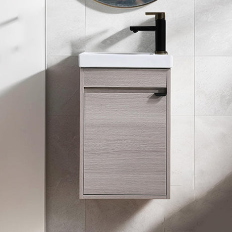 Wenore Home 16 Inch Bathroom Vanity with Sink Combo,Wall Mounted Cabinet Set for Small Space,Floating Bathroom Vanity with Sink,Small Bathroom Vanity with Forest Oak Wenore Home