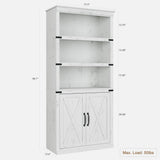 CABIHOME 5 Tier Book Shelf, Farmhouse Book Case with Cabinet, 68.7" Tall Book Shelf with Storage Doors, Wooden 5 Shelf Book Case for Home Office, Living Room, Bed Room CABIHOME