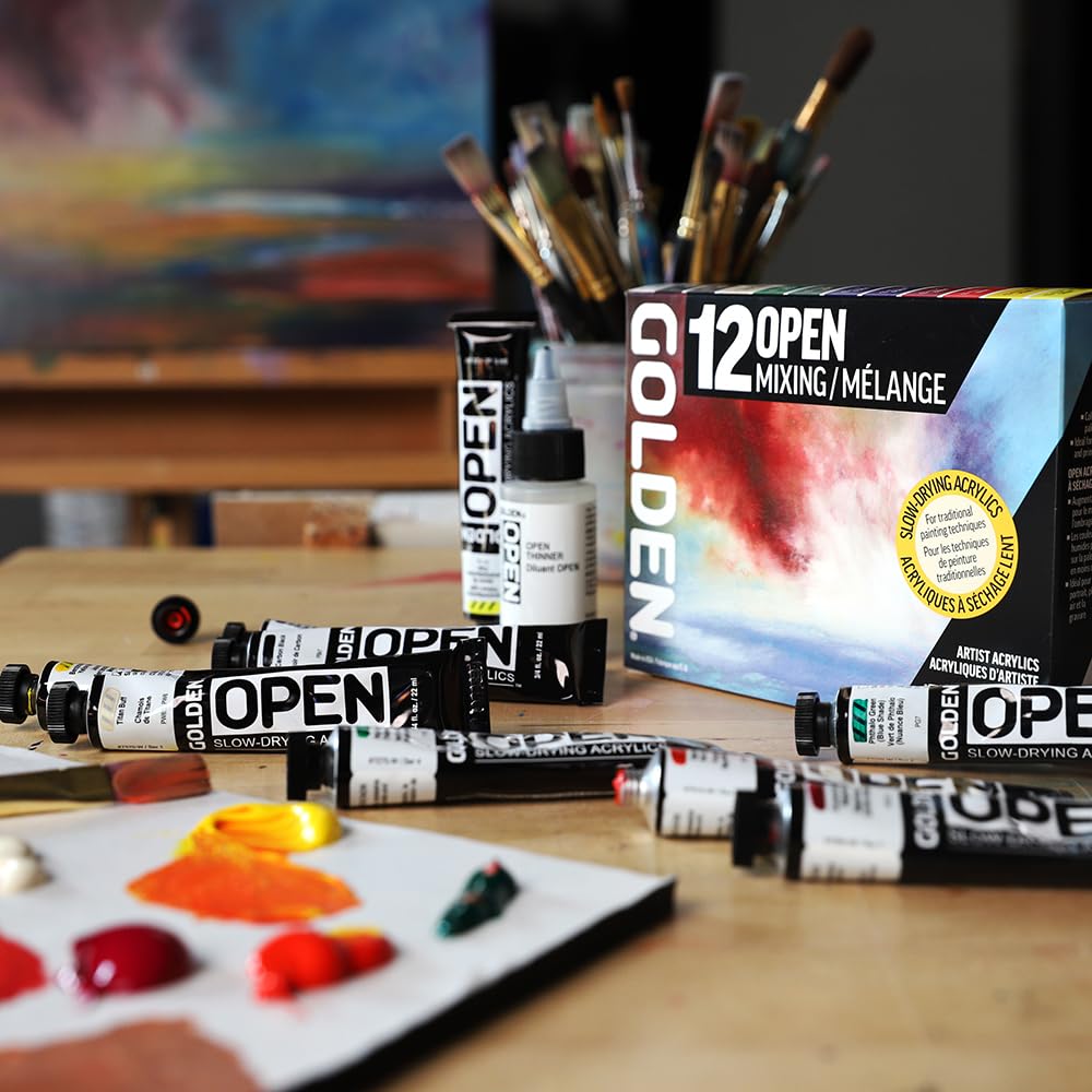 OPEN Slow-Drying Acrylics by GOLDEN, Mixing Set, Professional Acrylic Paint - WoodArtSupply